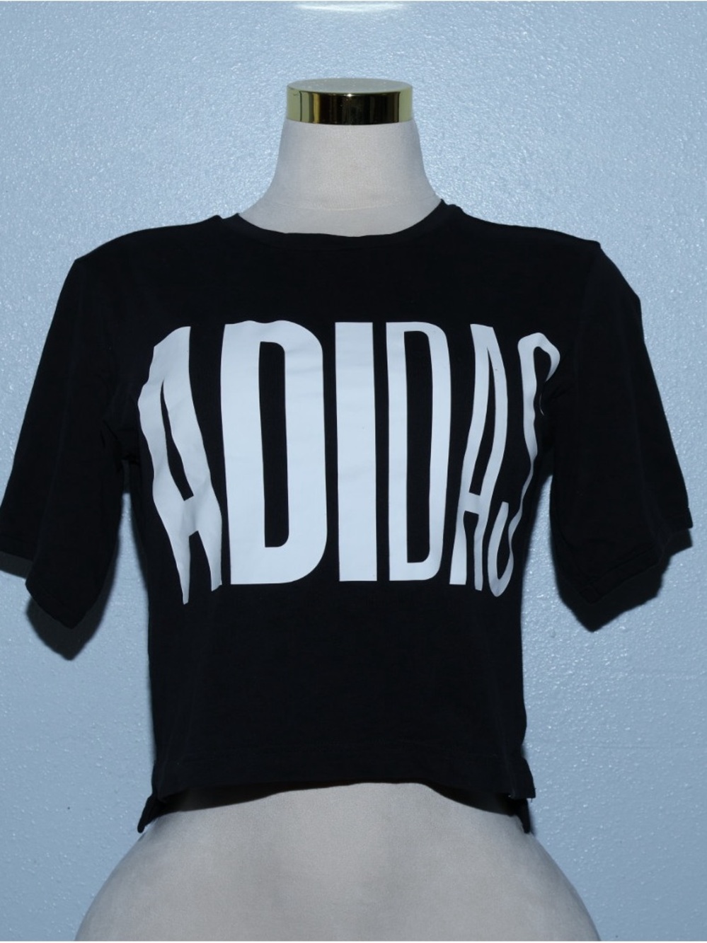adidas Black Short Sleeve Tee with Large White Logo